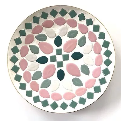 MCM Mosaic Tile Plate Tray Multicolor Vintage Mid Century Modern PINK GREEN GOLD • $18