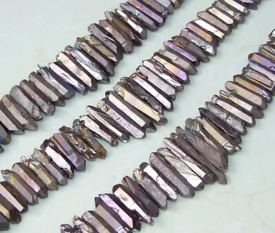 Copper Titanium Quartz Crystal Points Strand Raw Pendant Beads Healing  20-40mm • $21.95