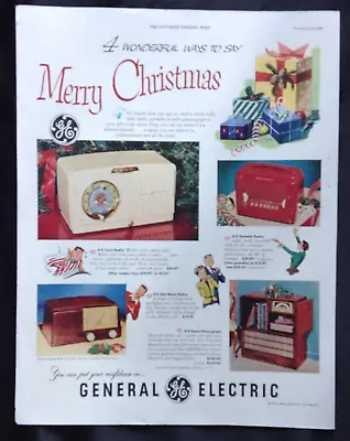 1950 - 1951 VTG Lot (2) GE Print Ads ~ General Electric Portable & Clock Radios • $5.79