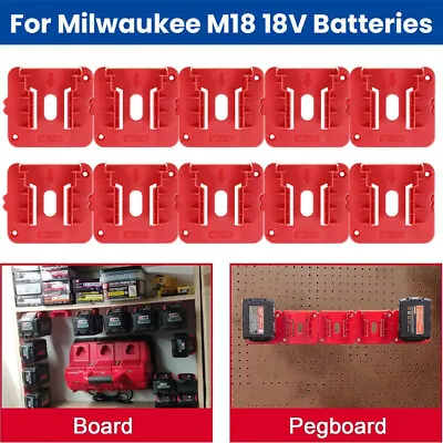 10x Red Battery Mounts Storage Holder Rack For Milwaukee M18 18V Tool Battery UK • £10.99