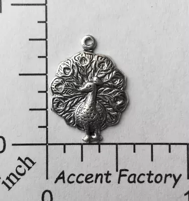 36254 - 6 Pc Small Peacock Charm Jewelry Finding Silver Ox  SALE • $1.88