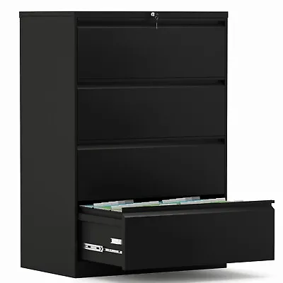 Metal Lateral File Cabinet With 4 Drawer Metal Storage Filing Cabinet A4/Legal • $201.59