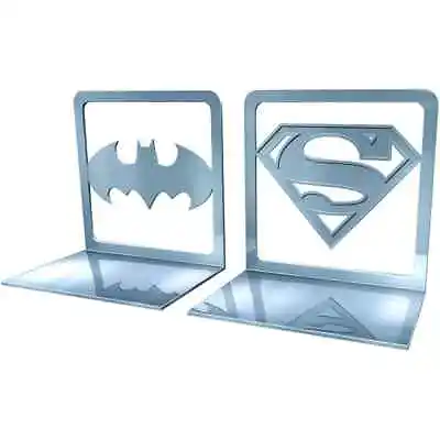 DC COMICS BATMAN / SUPERMAN LOGO METAL BOOK ENDS BOOKENDS By EAGLEMOSS BRAND NEW • $9.50