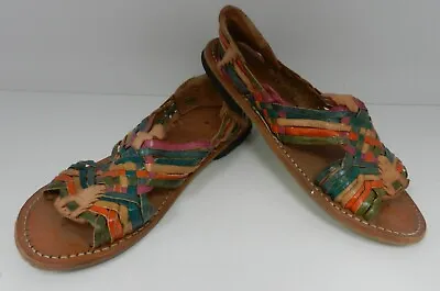 Vintage Mexican Huaraches SAL-GAP Multicolor Woven Shoes Womens Size 7 • $17.50