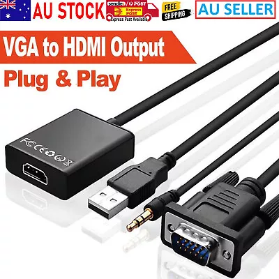 VGA Male To HDMI Output 1080P HD+ Audio TV AV Video Cable Converter Adapter  • $15.49