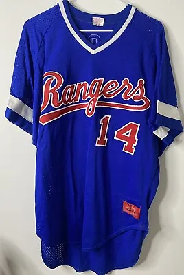 Vintage 80s Texas Rangers Rawlings Blue Jersey Sewn Sz 48 Mens Pro Cut MLB • $69.99