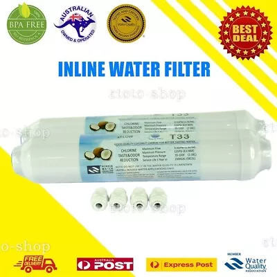 2 X In Line Carbon Fridge Water Filters | Inline Filter Samsung Westinghouse LG • $18.50
