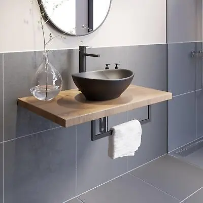 £259 • Buy Bathroom Wall Hung Floating Shelf Wash Basin Sink Towel Rail Storage Beige 600mm