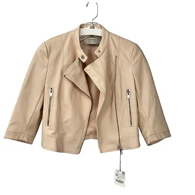 $10 • Buy Zara Women’s Size XS Faux Leather 3/4 Light Pink  Jacket  With Flaw (see Photo)