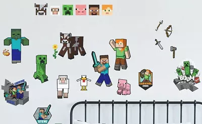 Minecraft Characters Peel & Stick Wall Decals RMK5366SCS Kids Game Room Stickers • $17.99