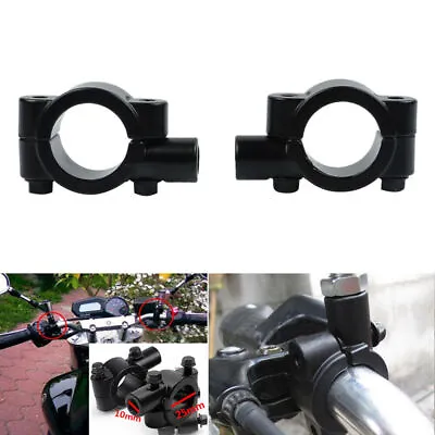 Motorcycle 7/8  22mm Handle Bar Rear View Side Mirrors Mount Holder Clamps Black • $4.19