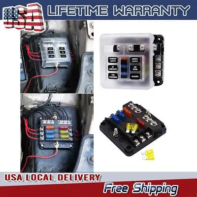 6-Way Car Marine Waterproof Fuse Box Block Holder With LED Indicator For 12V/24V • $9.85