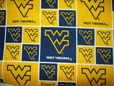 WVU Blue Gold West Virginia University Mountaineers 100% Cotton Fabric 43 W BTY • $7.99