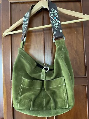 Women’s Tylie Malibu Suede Hobo Bag With Colorful Studded Strap • $60