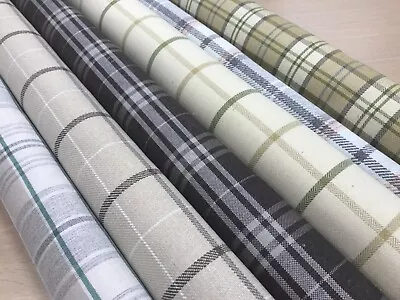 CHECK Wool Effect UPHOLSTERY FABRIC TEXTURED MATERIAL Tartan 140 CMS WIDE • £2.99