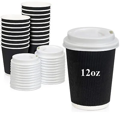 Disposable Hot Drink Cups Paper Cups For Coffee Tripple Insulated Paper Cup 12oz • £8.90