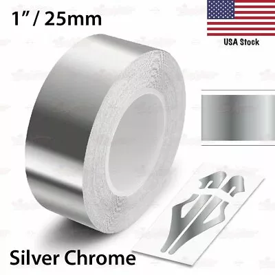 SILVER CHROME 1  PIN STRIPE Car Model Motorcycle Decal TAPE Vinyl Sticker 25mm • $10.95