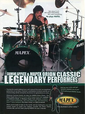 2002 Print Ad Of Mapex Orion Classic Drum Kit W Carmine Appice • $9.99