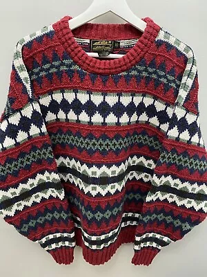 Vintage Eddie Bauer Nordic Fair Isle Knitted Sweater Size XL 90s Made In USA EUC • $40