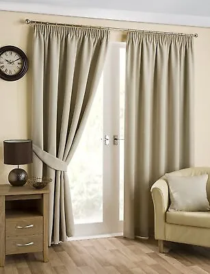 Belvedere Blackout Natural Lined Readymade Curtain Pair By Hamilton McBride • £27.99
