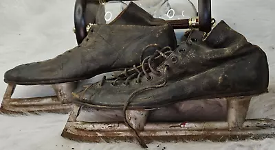 Vintage Goodyear Stitched Black Mens/Womens Figure Ice Skates Leather Antique • $35