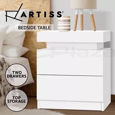 Artiss Bedside Table 2 Drawers Side Table Storage Cabinet Nightstand White COLEY • $63.95