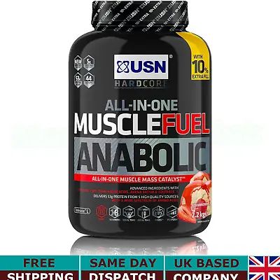 £44.99 • Buy USN Muscle Fuel Anabolic Lean Gain Shake Powder Strawberry 2.2 Kg 44 Scoops