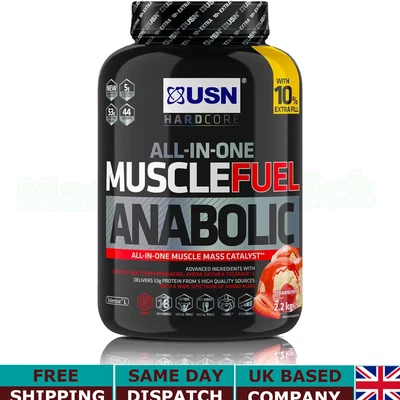 £44.99 • Buy USN Muscle Fuel Anabolic Lean Gain Shake Powder Strawberry 2.2 Kg 44 Scoops