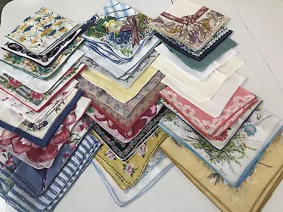 Vintage Hankies Lot Of  30 BEAUTIFUL FLORALS - NEAR FLAWLESS • $50