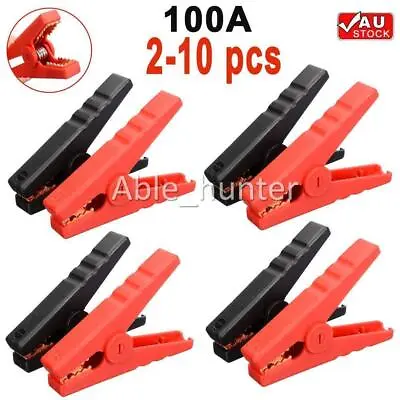 100A Car Battery Alligator Clip Test Terminal Clamps Set Black Red 2/10X AU AD • $29.99