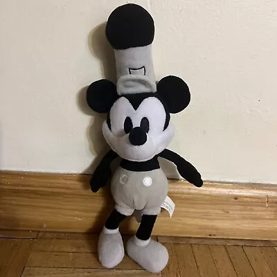 Disney Mickey Mouse Plush Steamboat Willie 11” Black & White Gray Stuffed Animal • $12