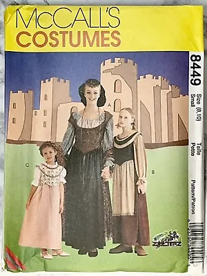 McCalls 8449 Medieval Gown Dress Renaissance Girls Misses Sewing Pattern Sz 8 10 • $8.99