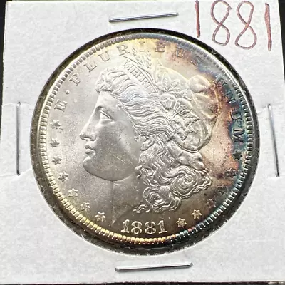 1881 P $1 Morgan Silver Dollar Coin BU UNC Nice Neat Toning Toner Obverse • $85.95