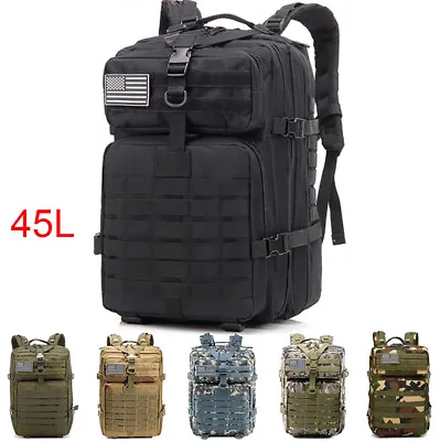 45L Outdoor Military Molle Tactical Backpack Rucksack Camping Hiking Travel Bag • $13.89
