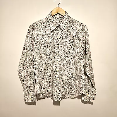 Musto Cotton Floral  Cottage Core Print Logo Shirt Long Sleeve Size UK16 • £14.99