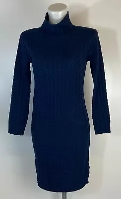 Ladies Ex M&S  Navy Cable Knit Navy Jumper Dress Size XS S  • £18.95