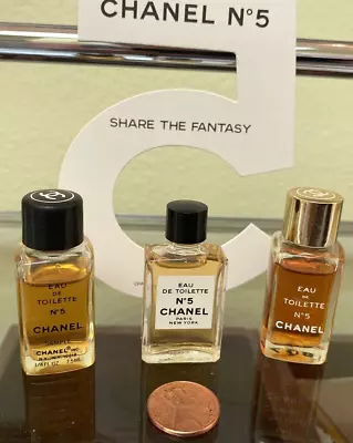 Vtg LOT Chanel No 5 Eau De Toilette Miniature 4ml To 7.5ml Mini Splash ❤️ • $55