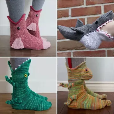 Knit Crocodile Socks Christmas Alligator Socks Men Women Alligator Novelty Socks • $11.52