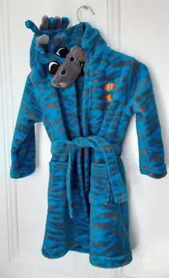 Matalan Baby Boys Dressing Gown Robe Zebra Blue 12-18 Months • £4.49