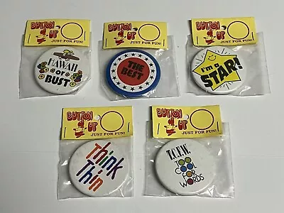 Vintage Lot Of 5 Magnetic Buttons Miscellaneous Fun Positive! PRE-OWNED • $12.29