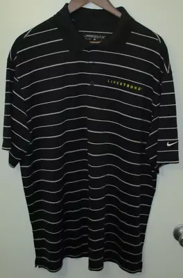 Nike Golf Dri-Fit Men's Black & White Striped Polo Shirt XL SWOOSH LIVESTRONG • $19.96