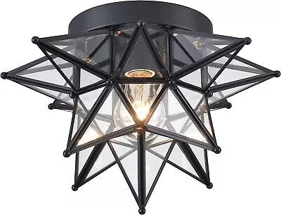 Moroccan Black Flush Mount Ceiling Light Hallway Fixture Moravian Star Light • $129.99