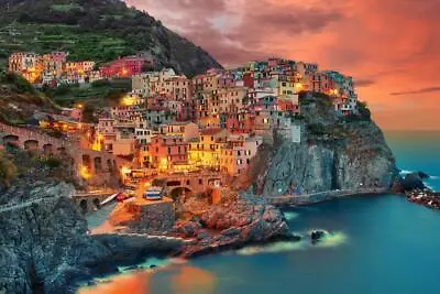 Cinque Terre Manarola Italy Landscape Photo Sicily Almafi Coast Poster 36x24 • $13.98