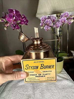 Vintage Small Styson Oil Burner Warming Oil Lamp Steel Heater NEW+ Box RARE Mint • $19.99