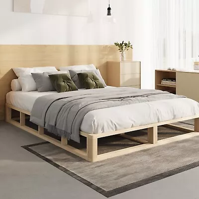 Oikiture Bed Frame Queen Double King Single Wooden Bed Base Platform • $161.91