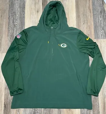 Green Bay Packers Quarter Zip Pullover Nike On Field Windbreaker Hoodie Sz 3XL • $37.99