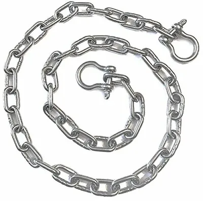 Stainless Steel 316 Anchor Chain 1/4  (6mm) By 4' Long With Quality Shackles • $28.99