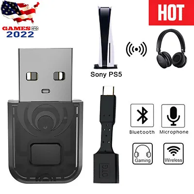 Bluetooth USB Dongle Headset HIFI Audio Receiver Adapter For PS5 PS4 Switch PC • $15.15