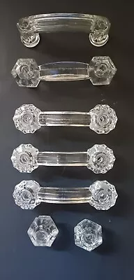 Vintage Lot Of 7 Assorted Clear Glass Drawer Pulls Knobs • $25
