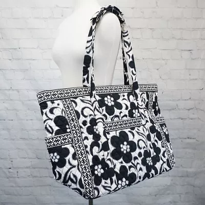 ❤️ VERA BRADLEY Night & Day Get Going / Carried Away XL TOTE Black White Floral • $68.99